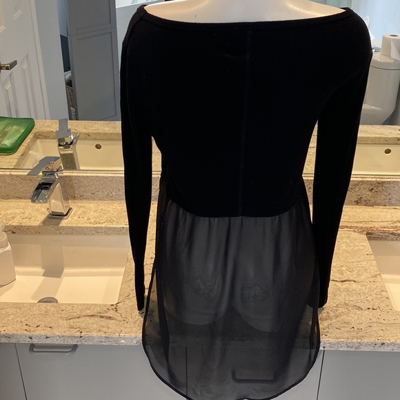 BEBE high low semi half sheer black sweater - Picture 4 of 9